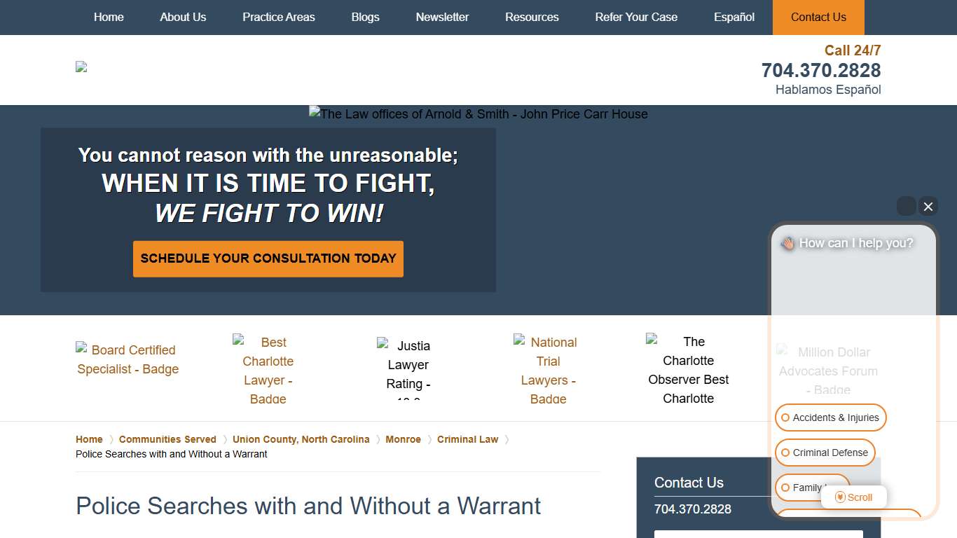 Police Searches with and Without a Warrant Monroe Criminal Defense Lawyers